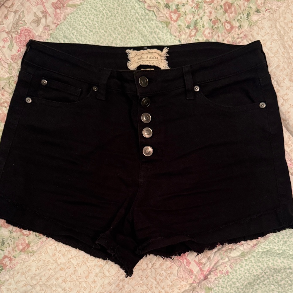 Altar'd State Black High Waist Button Shorts